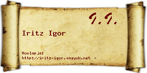 Iritz Igor névjegykártya